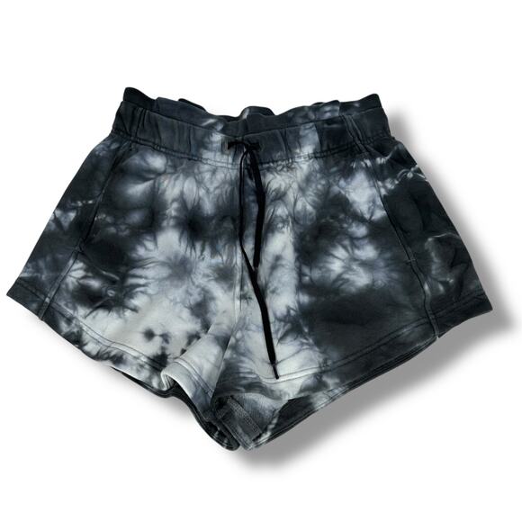 Lululemon Inner Glow Sweat Shorts Womens 4 Earth Stone Dark Gray Tie Dye Pull On - Picture 1 of 8